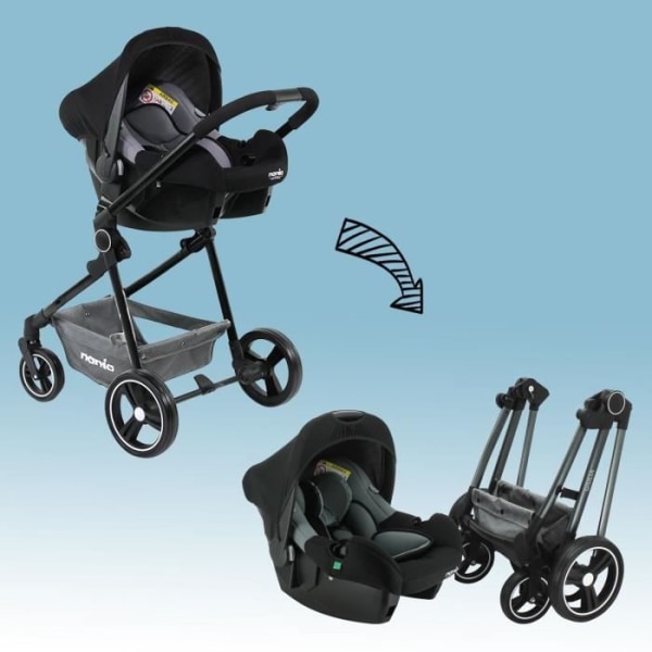 NANIA GIULIA 3 i 1 kombinerad barnvagn + BEONE EVO R129 bilbarnstol 40-85 cm - Bärsäng från 0 till 6 månader