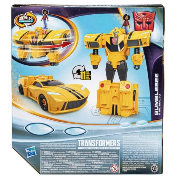 Transformers EarthSpark, Spin Figuring Change Bumblebee på 20 cm med 5 cm mo mo -figur, från 6 år gammal