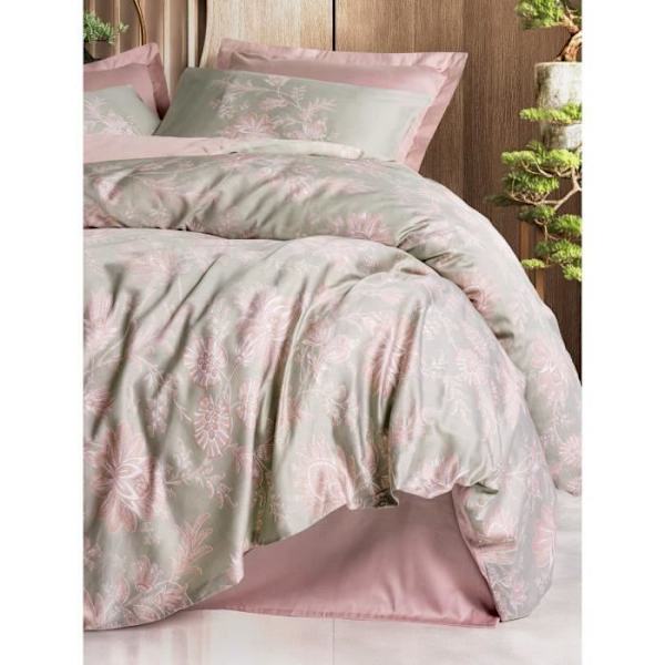 Bäddset - 1 påslakan 220 x 240 cm + 2 örngott 60 x 60 cm - 100% bomullssatin - Puderfärgad