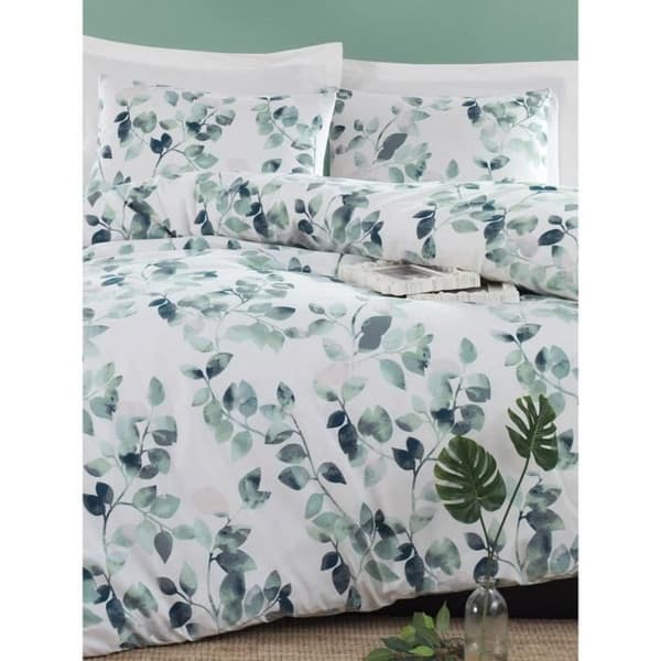 Bäddset - 1 påslakan 220 x 240 cm + 2 örngott 60 x 60 cm - 65% bomull, 35% polyester - Grön