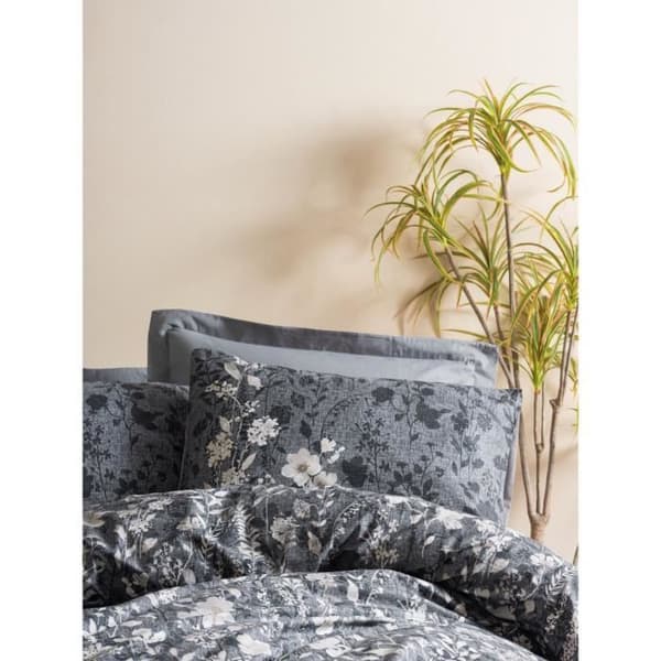 Bäddset - 1 påslakan 220 x 240 cm + 2 örngott 60 x 60 cm - 100% bomull - Antracit