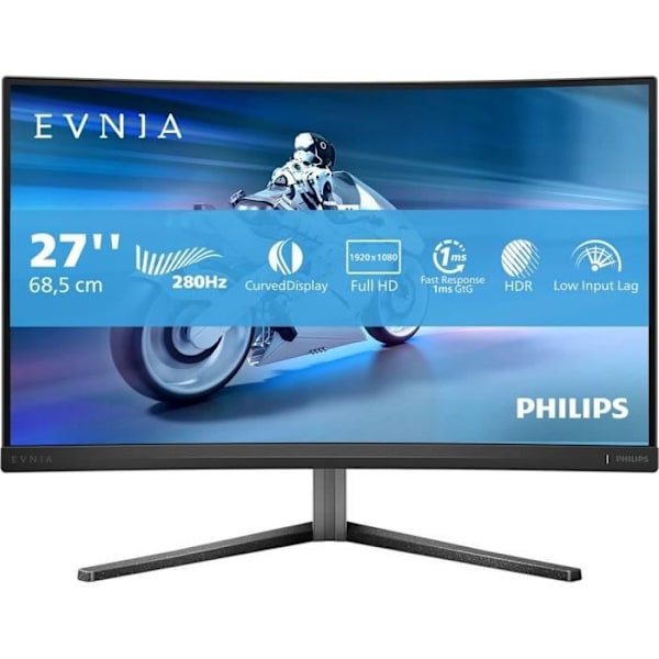 PC-skärm - PHILIPS - Evnia 27M2C5200W - 27 FHD - Snabb VA-böjd panel - 280Hz - 0,3ms - HDMI/DP - Svart Svart