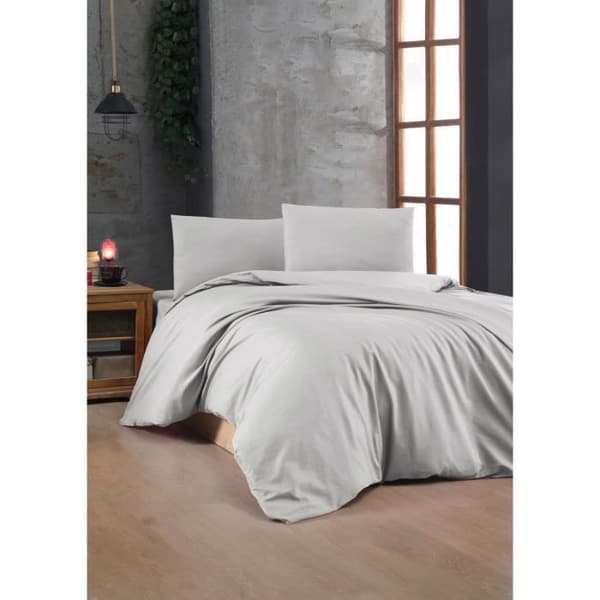 Bäddset - 1 påslakan 220 x 240 cm + 2 örngott 60 x 60 cm - 100% förstärkt bomull - Grå