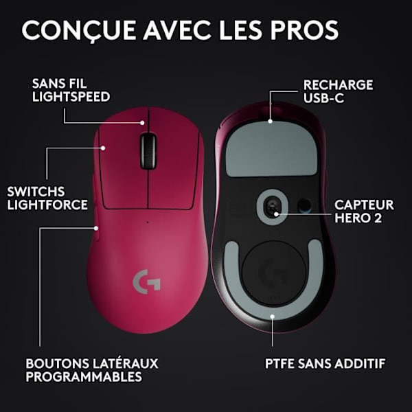 Gamingmus - trådlös - Logitech - G Pro X Superlight 2 DEX - Rosa