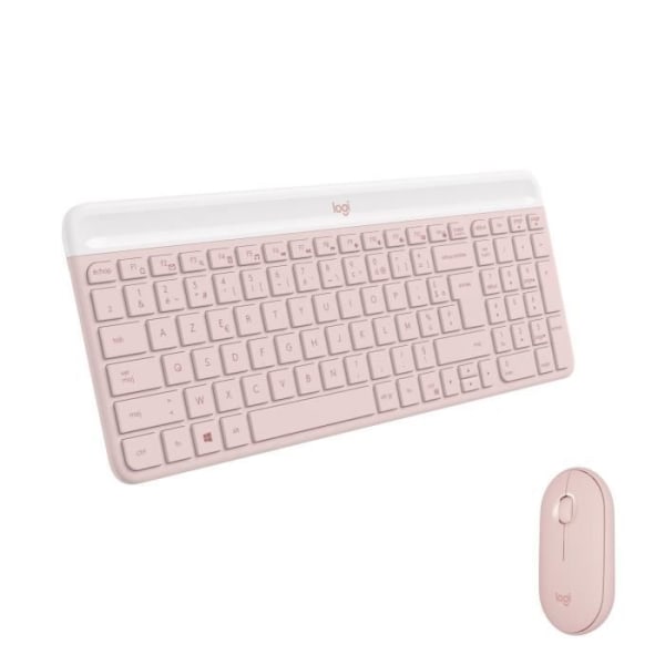 Logitech MK470 Slim Combo -tangentbord och kompakt trådlöst, Ultra Silent, 2,4 GHz USB, Plug N 'Play, för Windows - Rose
