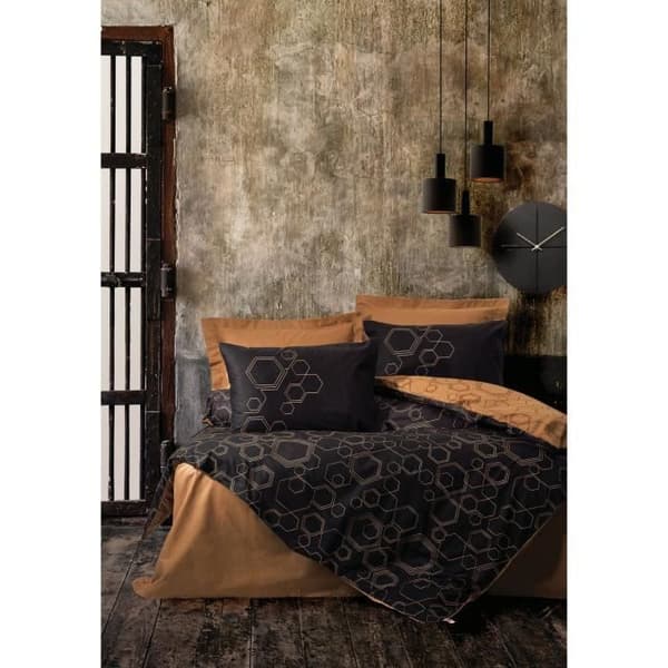 Bäddset - 1 påslakan 220 x 240 cm + 2 örngott 60 x 60 cm - 100% bomull - Koppar