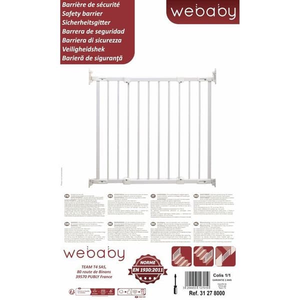 Säkerhetsbarriär - 72 till 108 cm - WEBABY - NONO - Vit