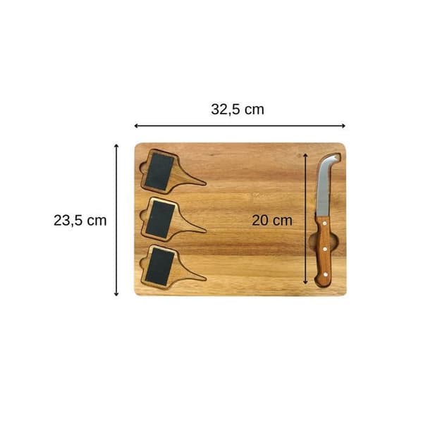 Ostbricka - FACKELMANN - Med skiffer + ostekniv - 32 x 23 cm - Trä