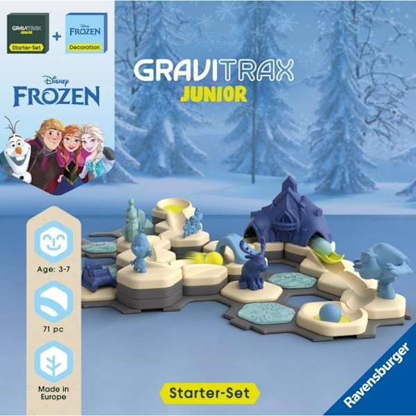 Ravensburger-Gravitrax Junior Starter Set Frozen-STEM-konstruktionsspel-Marmorkretsar-71 stycken-Ålder 3 år-73385