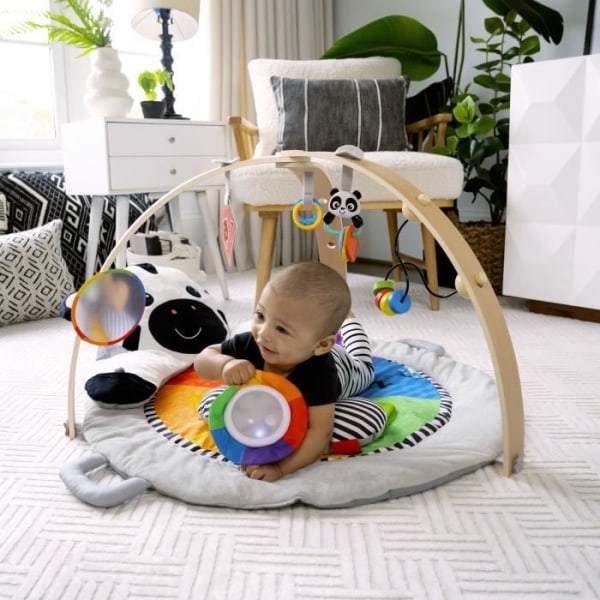 BABY EINSTEIN Zen's Activity Milestones lekmatta med trästång, multisensoriska leksaker, från födseln