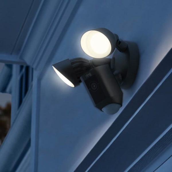 RING - Utomhusövervakningskamera - Floodlight Cam Wired Plus - strålkastare + siren - Svart