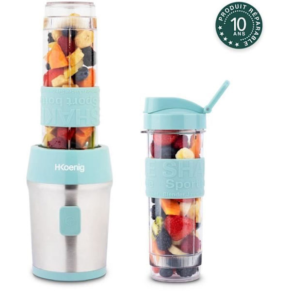 Minimixer - SMOO16 - 300 W - 570 mL - Pastellblå - 2 vattenflaskor ingår