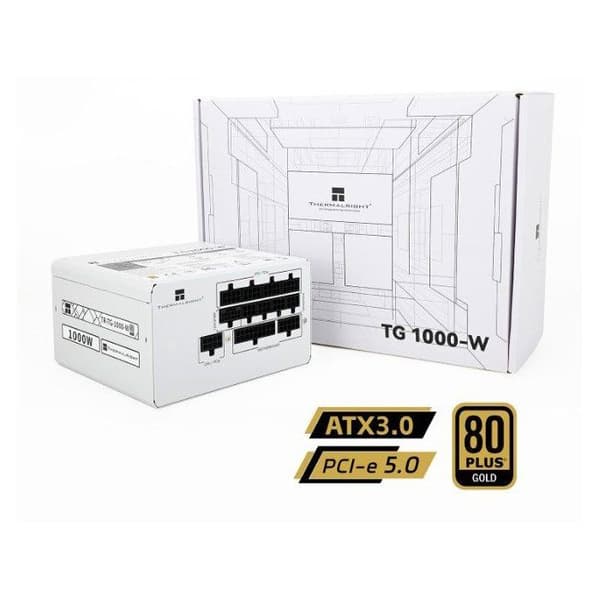 THERMALRIGHT - TG1000 - PC-nätaggregat - 1000 W - 80+ guld - ATX3.0 - Full modulär - PCI-E 5.0 Vit