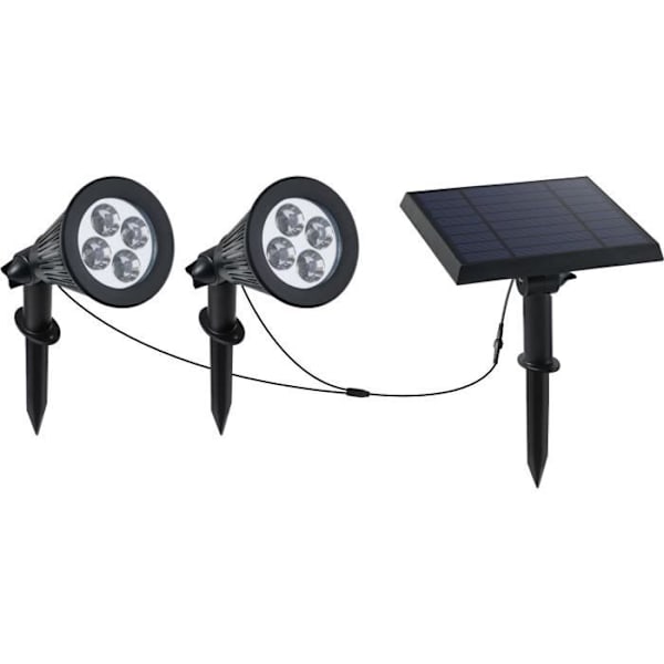 Dubbel solstrålkastare ansluten med fjärrkontroll solpanel 2 i 1 för att sticka eller fixa kraftfull belysning vit LED-dimbar FAMILY SPIKY