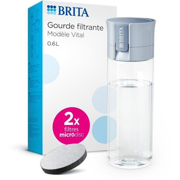 BRITA Filtervattenflaska - 2 mikroskivor ingår - Pastellblå