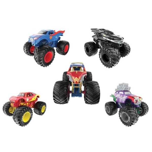 PACK MED 5 DRYCKGJUTNA FORDON 1:64 DC COMICS Monster Jam