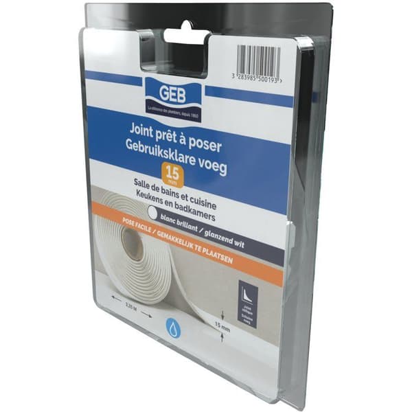 Monteringsklar skarv - GEB - Bredd 15 mm x 3,35 m - Vit