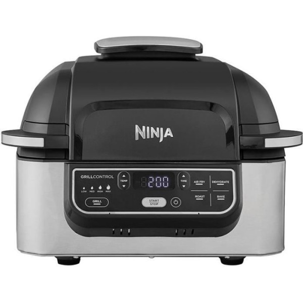 NINJA FOODI AG301EU - Inomhusgrill - Cyclonic Air-teknik - 5 förprogrammerade tillagningslägen - Upp till 265° - 1760W