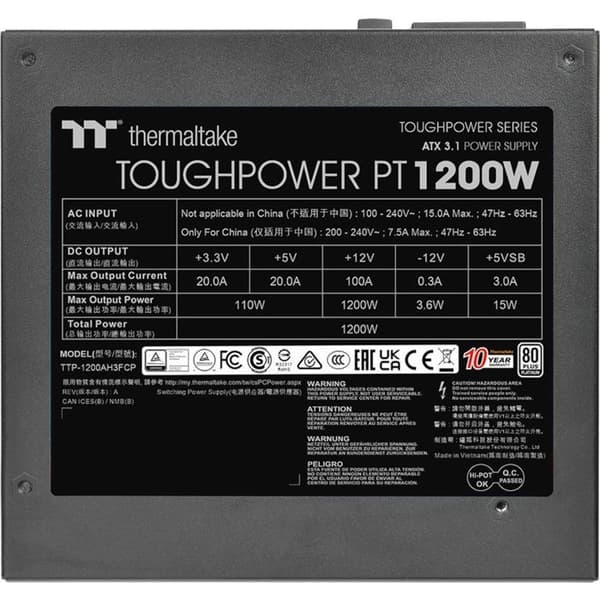 THERMALTAKE Toughpower PT - Modulär PC-nätenhet - 1200 W - 80Plus Platinum