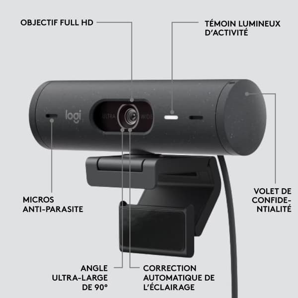 Logitech - Brio 500 HD Webcam med Auto - Graphite Expo