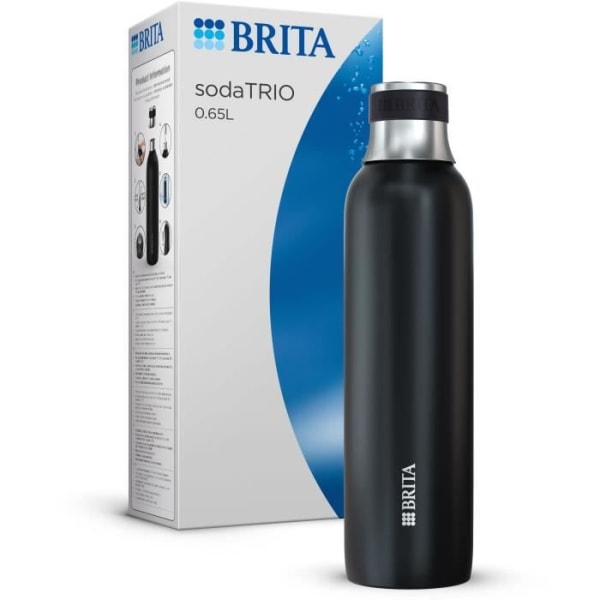 BRITA flaska för sodaTRIO - rostfritt stål - 0,65L - svart