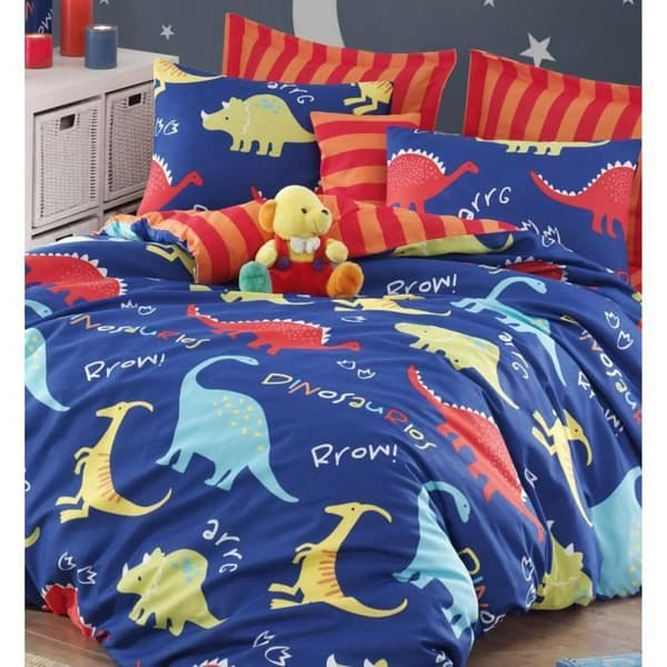 Bäddset - 1 påslakan 220 x 240 cm + 2 örngott 60 x 60 cm - 65% bomull, 35% polyester - Blå