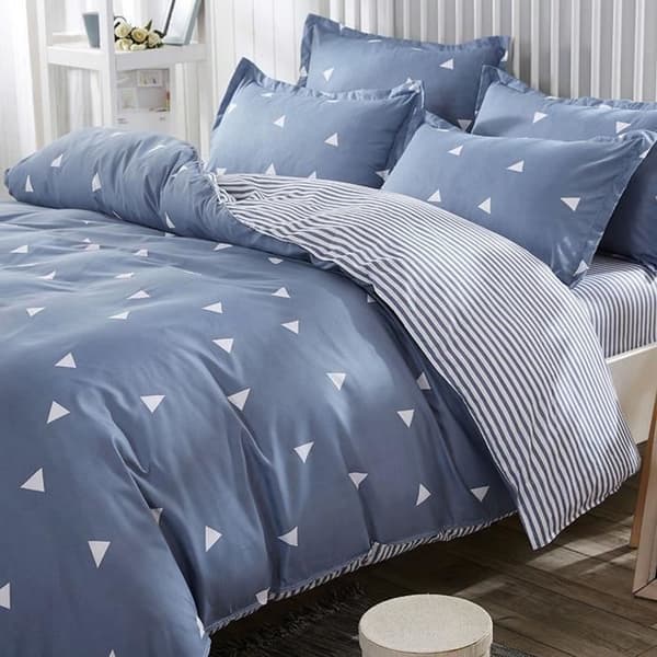 Bäddset - 1 påslakan 220 x 240 cm + 2 örngott 60 x 60 cm - 65% bomull, 35% polyester - Blå