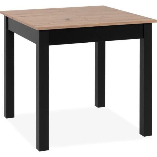 COBURG utdragbart matbord - Artisan ek och svart dekor - Förlängning 40 cm - 4-6 personer - L 80-120 x D 90 x H 76,5 cm