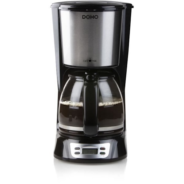 Filter kaffebryggare - DOMO - DO708K - 1000 W - 1,5 L - 12 koppar - LCD-skärm - 24 timmars timer - Svart och rostfritt stål