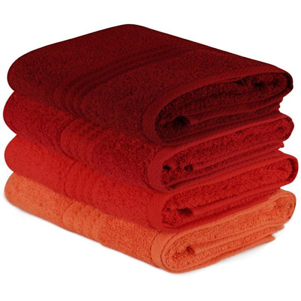 Set med 4 handdukar - 50 x 90 cm - Orange