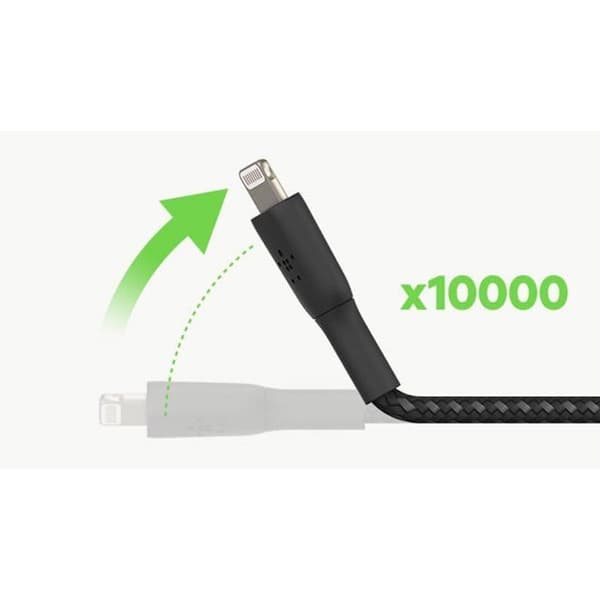 Flätad kabel - BELKIN - Lightning till USB-A - 2 m - Svart