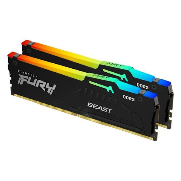 RAM-minne - KINGSTON - FURY Beast - RGB - 32 GB (2 x 16 GB) - DDR5 - 5600 Mhz CL40 - (KF556C40BBAK2-32)