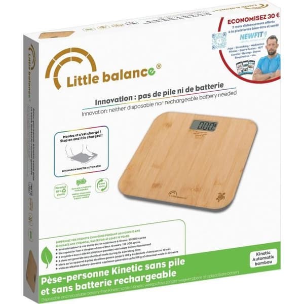 Badrumsvåg - LITTLE BALANCE - Automatisk Kinetisk - Bambu
