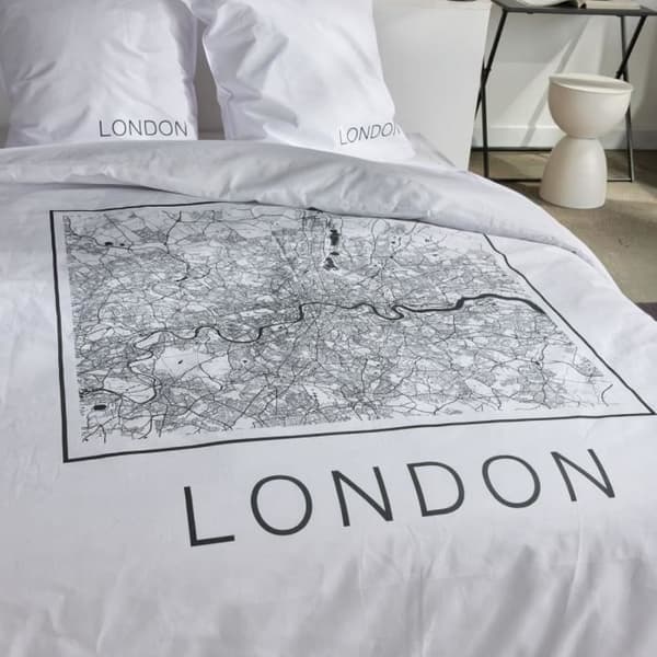 Sängkläder - IDAG - JAVA - 2 personer - 240x220 cm - Bomull - Londontryck - Vit