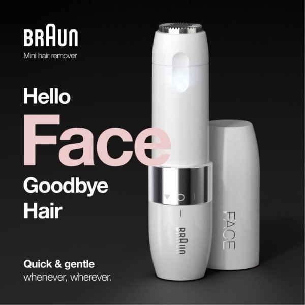 Braun Face Mini FS1000 Elektrisk ansikts rakapparat för kvinnor - Skonsam mot huden - Smart ljusfunktion - Vit