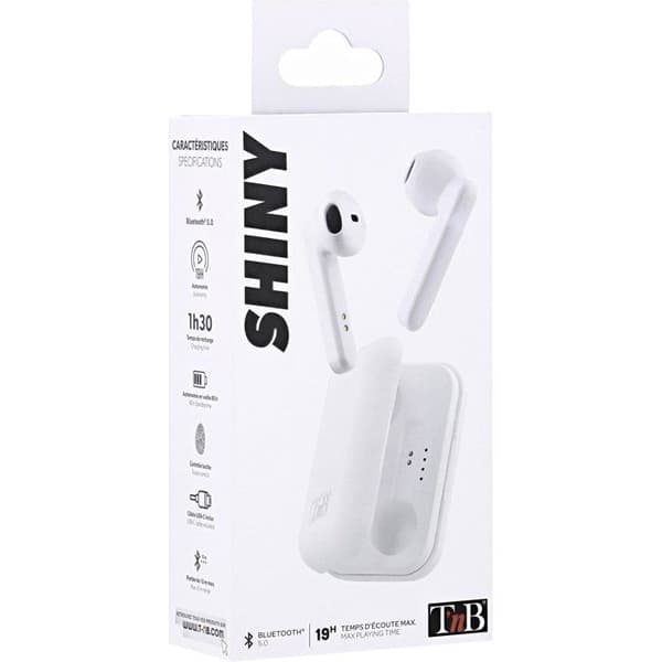 SHINY - TWS Bluetooth-hörlurar med laddningsbox - Vit
