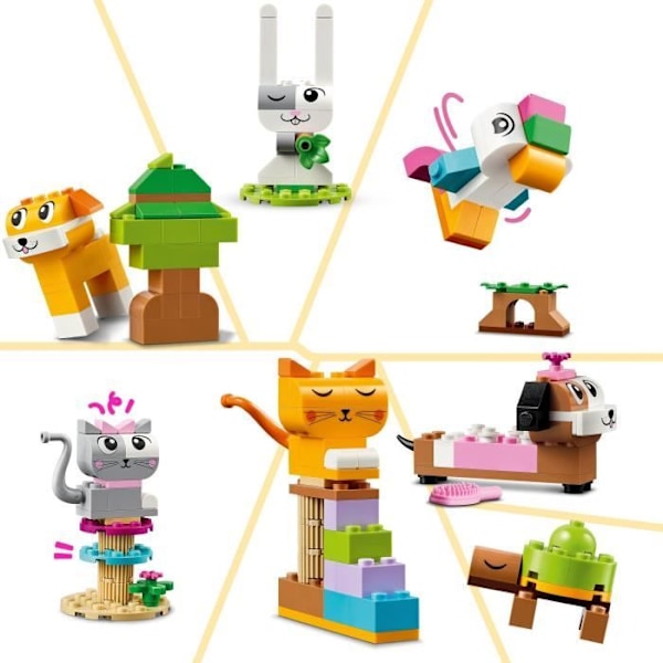 LEGO 11034 klassiska kreativa husdjur, djurleksak, hund, katt, kanin, hamster och fågelmodell