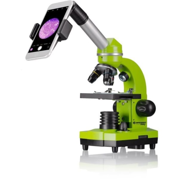 BIOLUX SEL studentmikroskop - BRESSER JUNIOR - 40x-1600x förstoring - experimentsats - grön