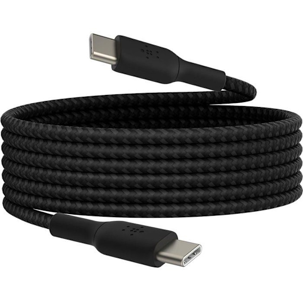 Flätad kabel - BELKIN - USB-C till USB-C - 2 m - Vit