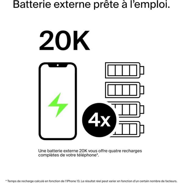 Externt batteri - BELKIN - 20 000 mAh - USB-A och USB-C - 15 W - Svart