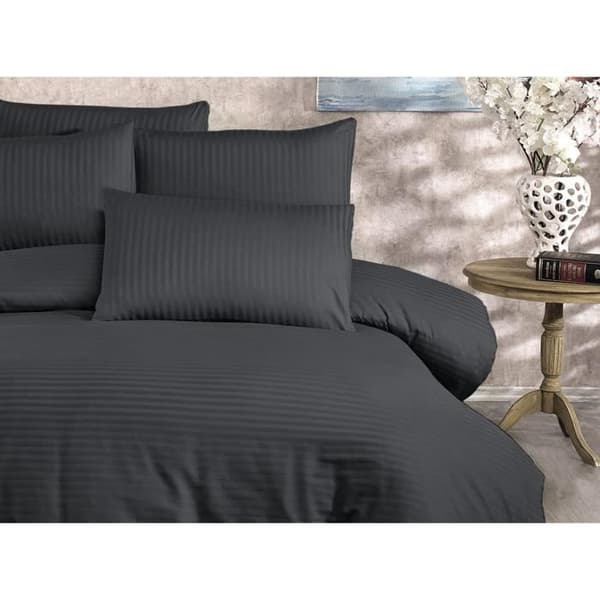 Bäddset - 1 påslakan 220x240 cm + 2 örngott 60x60 cm - 80% bomull, 20% polyester - Antracit