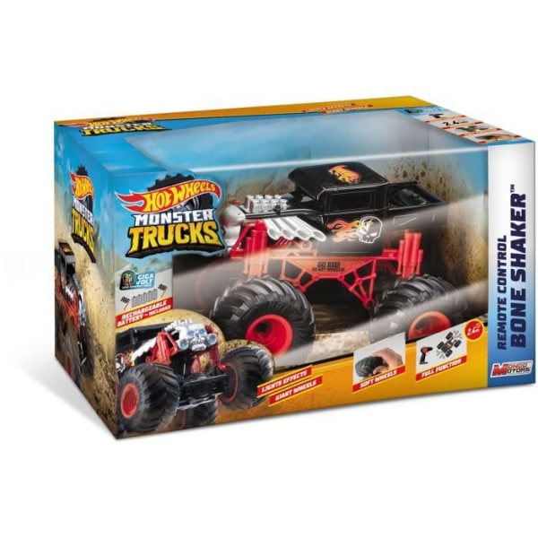 Mondo Motors - Radiofordon - Ljuseffekter - Hot Wheels Bone Shaker - Monster Truck - 28 cm