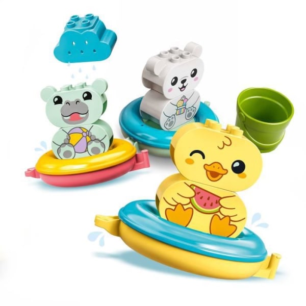 LEGO 10965 DUPLO badleksak: Flytande djurtåg, badkarset för spädbarn och barn 1,5+ år med anka