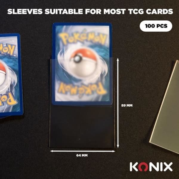 Kortfickor - KONIX - Perfekta fickor - 100 fickor - Kompatibel med Magic The Gathering, Pokémon - Transparent