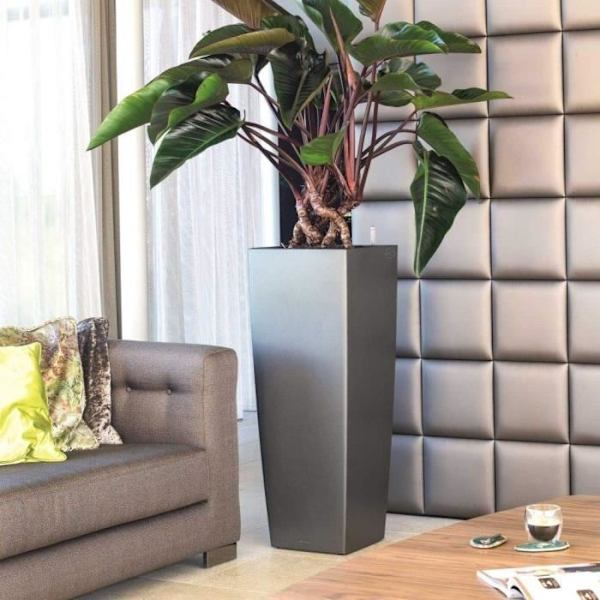LECHUZA Jardiniere Cubico Alto 40 ALL-IN-ONE Charcoal 18233