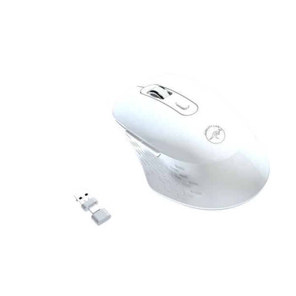 Trådlös mus - MOBILITY LAB - Omega - Bluetooth och 2,4 GHz mottagare - Vit - Tysta klickningar - Justerbar precision