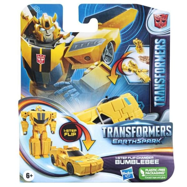 Transformers Earthspark, 10 cm Bumblebee 1-Step Flip Changer figur, 6 år och uppåt