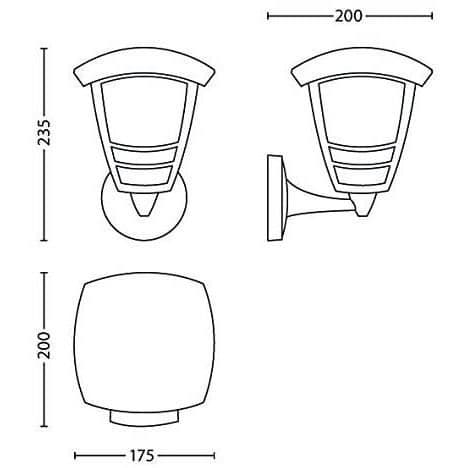 CREEK-Vägglampa Utomhusmetall H20cm Svart Philips