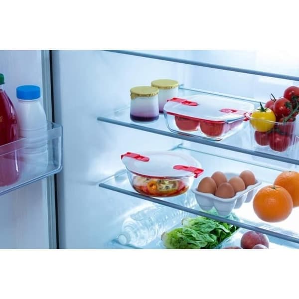 PYREX - COOK & HEAT - Fyrkantig glaslåda med lock 25 * 22 cm