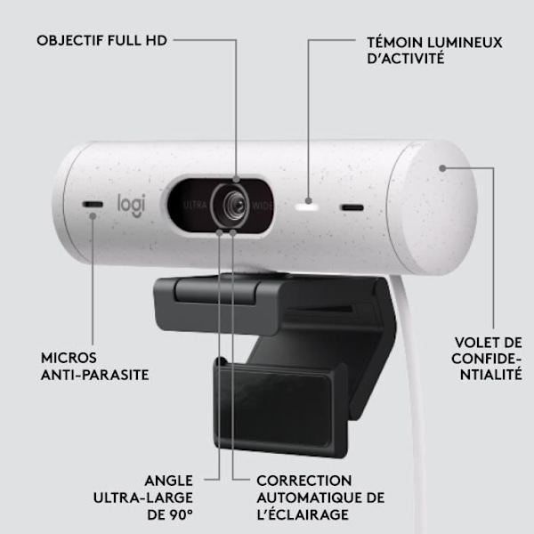 Logitech - Brio 500 HD Webcam med Auto - White Expo